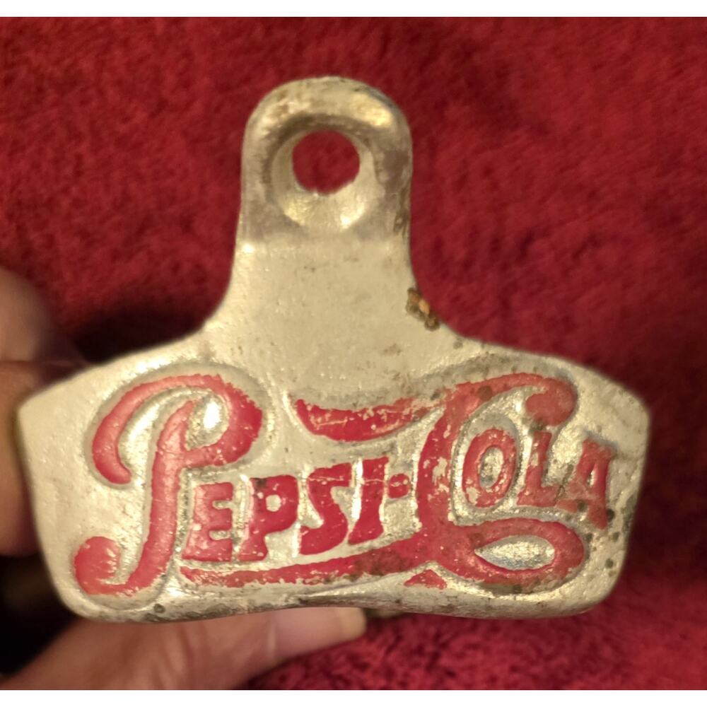 Vintage PEPSI COLA Starr X Wall Mount Metel Bottle Opener Red Letter USA